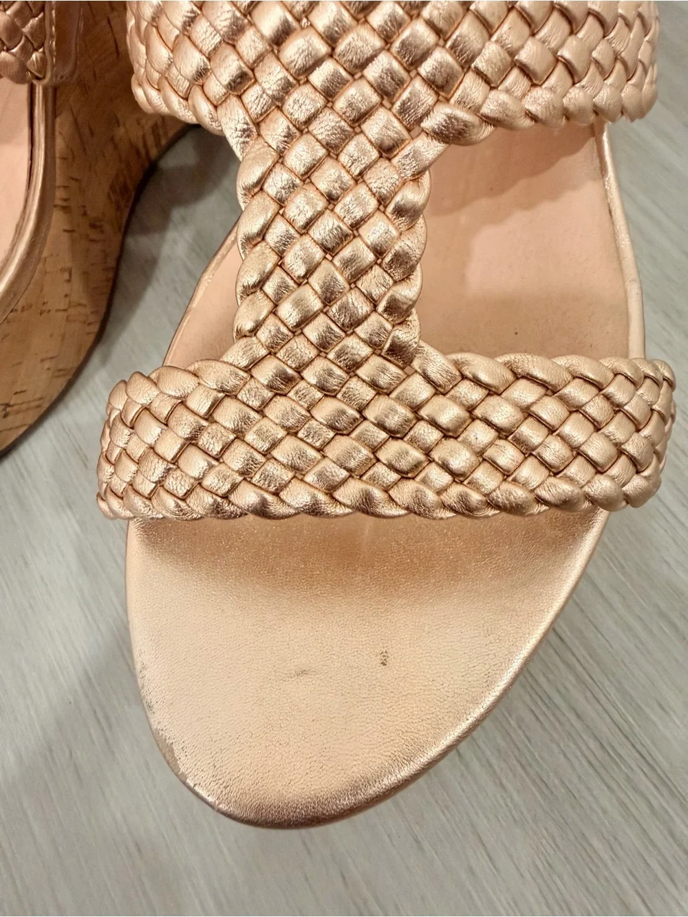 Kate Spade New York Rose Gold Tianna Woven Wedge Platform Sandals Size 8.5